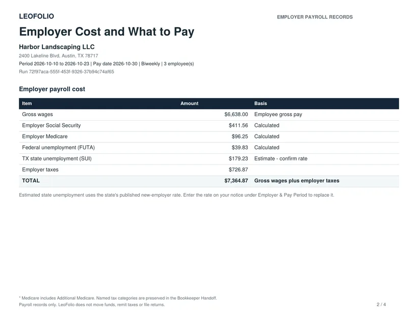 Sample what-to-pay page